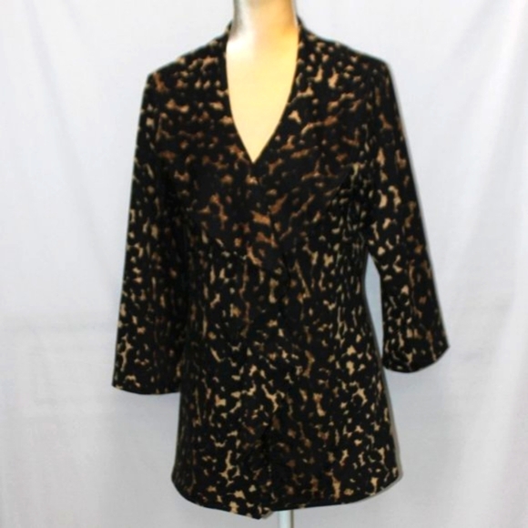 BEAUTIFUL Calvin Klein Leopard Print Lined Jacket with 3/4 Sleeves - Picture 1 of 12